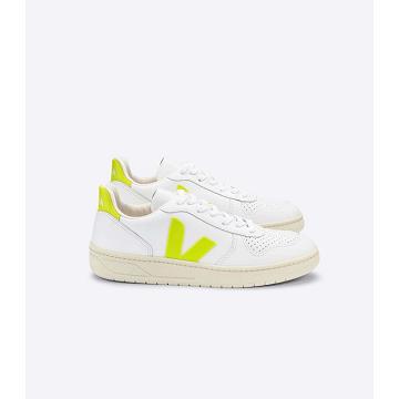 Veja V-10 LEATHER Sneakers Dames White/Mint | NL 647HAP